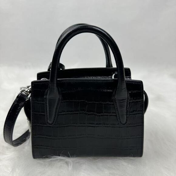 Coach Andrea Mini Carryall Crossbody Bag Crocodile-embossed Leather CR209 Black - Picture 5 of 9